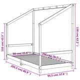 Giroletto per Bambini Bianco 90x200cm in Legno Massello di Pino
