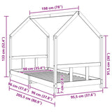 Giroletto per Bambini Bianco 90x200cm in Legno Massello di Pino