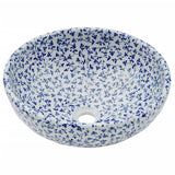 Lavabo da Appoggio Bianco e Blu Rotondo 41x14 cm Ceramica