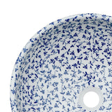 Lavabo da Appoggio Bianco e Blu Rotondo 41x14 cm Ceramica