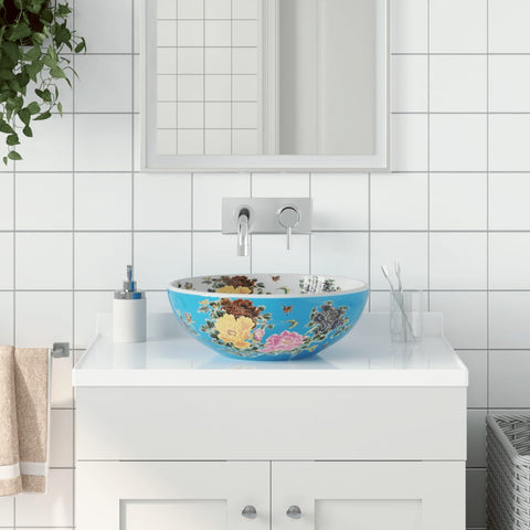 Lavabo da Appoggio Multicolore Rotondo 41x14 cm Ceramica