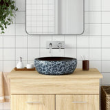 Lavabo da Appoggio Nero e Blu Rotondo 41x14 cm Ceramica