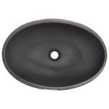 Lavabo da Appoggio Nero e Grigio Ovale 59x40x15 cm Ceramica