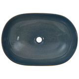 Lavabo da Appoggio Sabbia e Blu Ovale 59x40x14 cm Ceramica