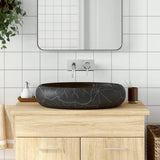 Lavabo da Appoggio Nero Ovale 59x40x15 cm Ceramica