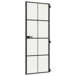 Porta Interni Sottile Nera 76x201,5cm Vetro Temperato Alluminio