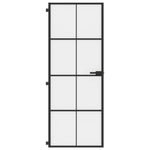 Porta Interni Sottile Nera 76x201,5cm Vetro Temperato Alluminio