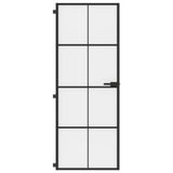 Porta Interni Sottile Nera 76x201,5cm Vetro Temperato Alluminio