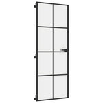 Porta Interni Sottile Nera 76x201,5cm Vetro Temperato Alluminio
