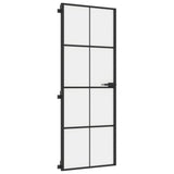 Porta Interni Sottile Nera 76x201,5cm Vetro Temperato Alluminio