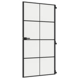 Porta Interni Sottile Nera 102,5x201,5Vetro Temperato Alluminio