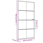 Porta Interni Sottile Nera 102,5x201,5Vetro Temperato Alluminio
