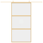 Porta Scorrevole Oro 102,5x205 Vetro Trasparente ESG Alluminio