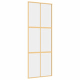 Porta Scorrevole Dorata 76x205 Vetro Trasparente ESG Alluminio