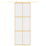 Porta Scorrevole Dorata 76x205 Vetro Trasparente ESG Alluminio