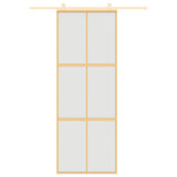 Porta Scorrevole Dorata 76x205 Vetro Smerigliato ESG Alluminio