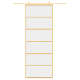Porta Scorrevole Dorata 76x205 Vetro Trasparente ESG Alluminio
