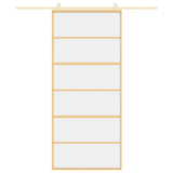 Porta Scorrevole Dorata 90x205 Vetro Trasparente ESG Alluminio