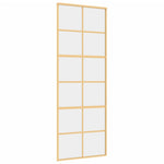 Porta Scorrevole Dorata 76x205 Vetro Trasparente ESG Alluminio