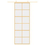 Porta Scorrevole Dorata 76x205 Vetro Trasparente ESG Alluminio