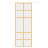 Porta Scorrevole Dorata 76x205 Vetro Trasparente ESG Alluminio