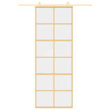 Porta Scorrevole Dorata 76x205 Vetro Trasparente ESG Alluminio