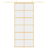 Porta Scorrevole Dorata 90x205 Vetro Trasparente ESG Alluminio