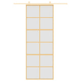 Porta Scorrevole Dorata 76x205 Vetro Smerigliato ESG Alluminio