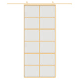 Porta Scorrevole Dorata 90x205 Vetro Smerigliato ESG Alluminio