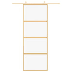 Porta Scorrevole Dorata 76x205 Vetro Trasparente ESG Alluminio