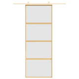 Porta Scorrevole Dorata 76x205 Vetro Smerigliato ESG Alluminio
