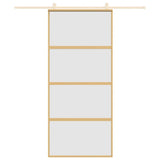 Porta Scorrevole Dorata 90x205 Vetro Smerigliato ESG Alluminio