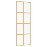 Porta Scorrevole Dorata 76x205 Vetro Trasparente ESG Alluminio