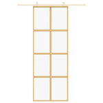 Porta Scorrevole Dorata 76x205 Vetro Trasparente ESG Alluminio