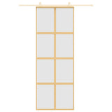 Porta Scorrevole Dorata 76x205 Vetro Smerigliato ESG Alluminio