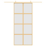 Porta Scorrevole Dorata 90x205 Vetro Smerigliato ESG Alluminio