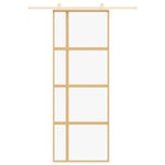 Porta Scorrevole Dorata 76x205 Vetro Trasparente ESG Alluminio