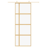 Porta Scorrevole Dorata 76x205 Vetro Trasparente ESG Alluminio
