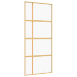 Porta Scorrevole Dorata 90x205 Vetro Trasparente ESG Alluminio
