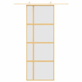 Porta Scorrevole Dorata 76x205 Vetro Smerigliato ESG Alluminio