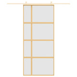 Porta Scorrevole Dorata 90x205 Vetro Smerigliato ESG Alluminio