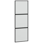 Porta Scorrevole Nera 76x205 cm in Vetro Temperato e Alluminio