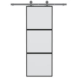 Porta Scorrevole Nera 76x205 cm in Vetro Temperato e Alluminio