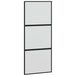 Porta Scorrevole Nera 90x205 cm in Vetro Temperato e Alluminio
