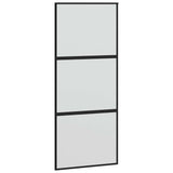 Porta Scorrevole Nera 90x205 cm in Vetro Temperato e Alluminio