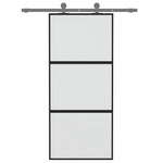 Porta Scorrevole Nera 90x205 cm in Vetro Temperato e Alluminio