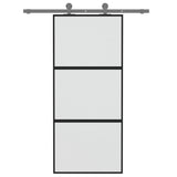 Porta Scorrevole Nera 90x205 cm in Vetro Temperato e Alluminio