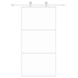 Porta Scorrevole Bianca 102,5x205cm Vetro Temperato e Alluminio