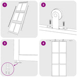 Porta Scorrevole Nera 90x205 cm in Vetro Temperato e Alluminio