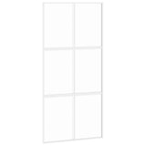 Porta Scorrevole Bianca 102,5x205cm Vetro Temperato e Alluminio